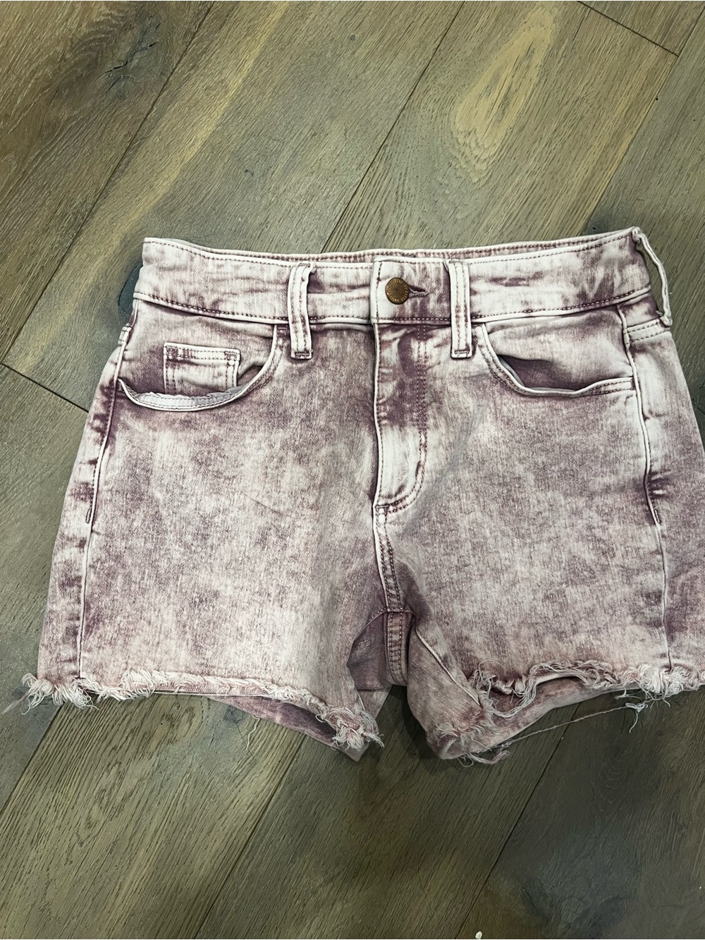 Universal Thread Pink Acid-Wash Frayed Hem Jean Shorts